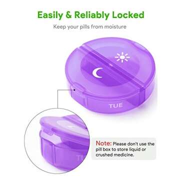 TookMag Pill Organizer 2 Times a Day, Travel Medicine Pill Organizer, Weekly AM PM Pill Box, Large Capacity 7 Day Pill Cases for Vitamin/Fish Oil/Supplements (Purple)