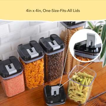 Simply Gourmet Food Storage Containers for Kitchen Organization - Pack of 14 BPA-Free Airtight Organizers for Flour, Sugar, Coffee & More - Includes 32 Labels & 1 Marker.