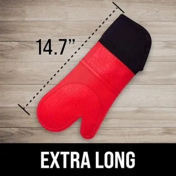 HOMWE Extra Long Silicone Oven Mitts for Safe Cooking