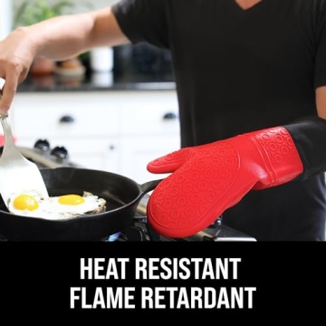 HOMWE Extra Long Silicone Oven Mitts for Safe Cooking