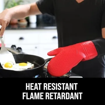 HOMWE Extra Long Silicone Oven Mitts for Safe Cooking