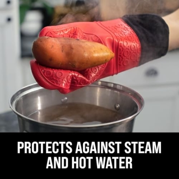 HOMWE Extra Long Silicone Oven Mitts for Safe Cooking