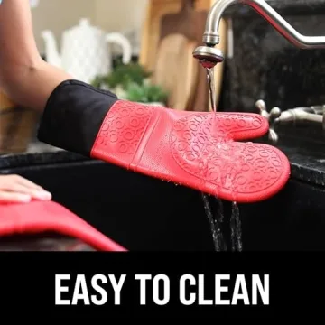 HOMWE Extra Long Silicone Oven Mitts for Safe Cooking