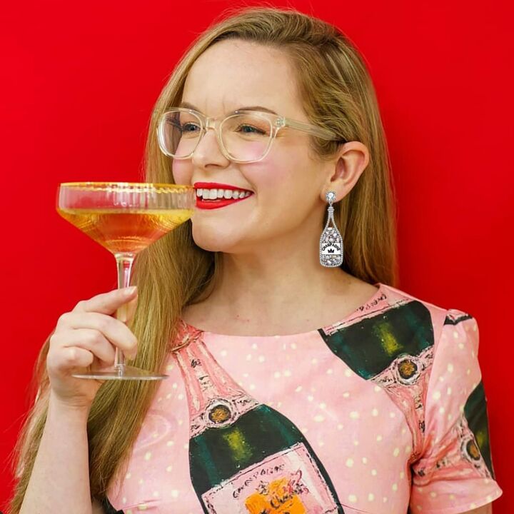 Champagne Bottle Earrings - Dangle Rhinestone Design