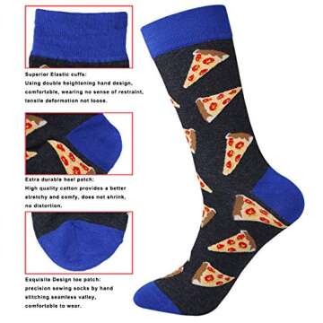 xiaomaizi Funny Pizza Dress Socks for Men and Women