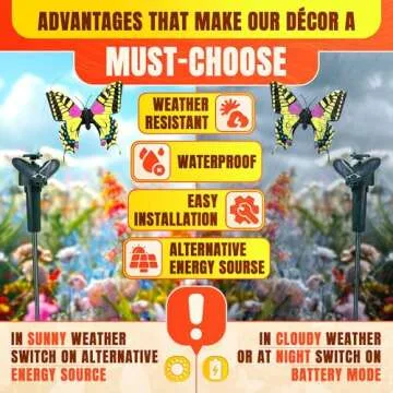 BURIUS Flying Butterfly Garden Stakes Decorative - 3 Pack Butterfly Garden Decor Butterfly Outdoor Decor - Outdoor Decorations Solar Butterfly Garden Stake Butterfly Stick (Battery NOT Included)