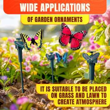 BURIUS Flying Butterfly Garden Stakes Decorative - 3 Pack Butterfly Garden Decor Butterfly Outdoor Decor - Outdoor Decorations Solar Butterfly Garden Stake Butterfly Stick (Battery NOT Included)