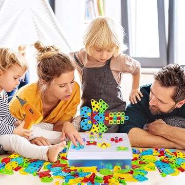 SUPSTEM Creative Toys for Kids 4-8, Mosaic Drill Set with Screwdriver Tool Playset, Electric Drill T...