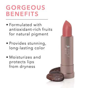 100% PURE Cocoa Butter Matte Lipstick Full Stay All Day Coverage, Lasting Moisturizing & Softening Natural Lip Color for All Skin Tones, Vegan Fruit Pigmented Pink Canyon (Dusty Pink) - 0.15 oz