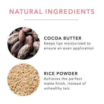 100% PURE Cocoa Butter Matte Lipstick Full Stay All Day Coverage, Lasting Moisturizing & Softening Natural Lip Color for All Skin Tones, Vegan Fruit Pigmented Pink Canyon (Dusty Pink) - 0.15 oz