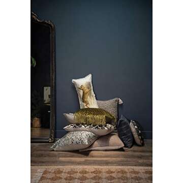 Creative Co-Op Woven Cotton Bouclé Handle, Cream Color Pouf, White