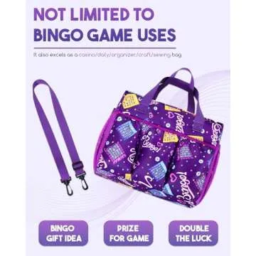 Bingo Bag with Pockets for Bingo Daubers Dabbers Dobbers Purple Bingo Bags for Bingo Stuff Supplies Bingo Night Accessories for Women Lady Bingo Game Prizes for Bingo Lovers Players Juego de Bingo Bag