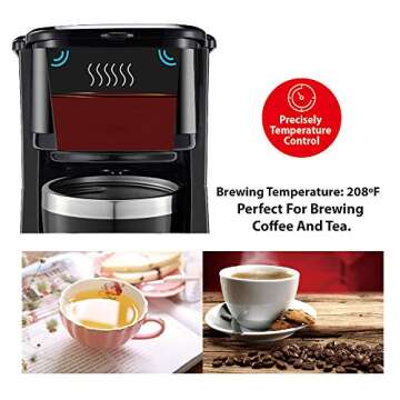 wirsh Single Serve Coffee Maker- Small Coffee Maker with Programmable Timer and LCD display,Single Cup Coffee Maker with 14 oz.Travel Mug and Reusable Coffee Filter, 【 NOT COMPATIBLE WITH POD】