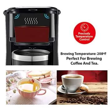 wirsh Single Serve Coffee Maker- Small Coffee Maker with Programmable Timer and LCD display,Single Cup Coffee Maker with 14 oz.Travel Mug and Reusable Coffee Filter, 【 NOT COMPATIBLE WITH POD】