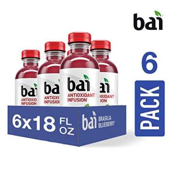 Bai Flavored Water, Brasilia Blueberry, Antioxidant Infused Drinks, 18 Fl Oz (Pack of 6)