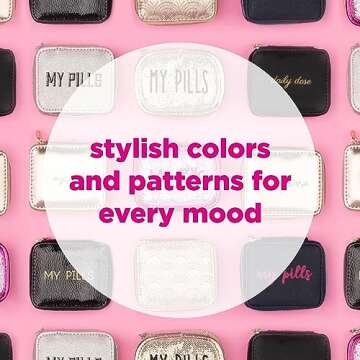 Miamica Zippered “My Pills” Pill Case with 8-Day Removable Plastic Medicine Organizer, Rose Gold, 3.5” L x 2.75” W x 1.25” H – Keep Your Vitamins and Pills Organized – Compact and Sleek Pill Box