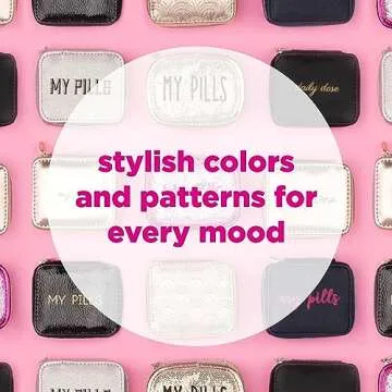 Miamica Zippered “My Pills” Pill Case with 8-Day Removable Plastic Medicine Organizer, Rose Gold, 3.5” L x 2.75” W x 1.25” H – Keep Your Vitamins and Pills Organized – Compact and Sleek Pill Box