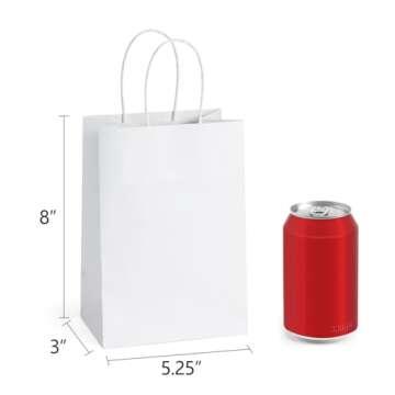 BagDream Small Paper Gift Bags 50Pcs - Eco-Friendly Kraft Bags with Handles