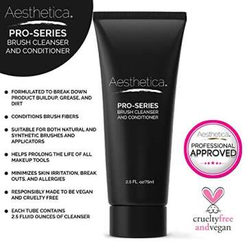 Aesthetica Makeup Brush Cleaner – Cruelty Free Make Up Brush Shampoo for any Brush, Sponge or Appl...