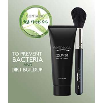 Aesthetica Makeup Brush Cleaner – Cruelty Free Make Up Brush Shampoo for any Brush, Sponge or Applicator - Made in USA - 2.5 fl oz