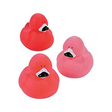 Fun Express Vinyl Flamingo Rubber Duckies | 12 Count | Great for Seasonal Holiday Party Decor, Givea...