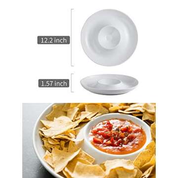 LAUCHUH Porcelain Chip and Dip Serving Set Divided Serving Trays Appetizers and Cheeses Serving Plat...
