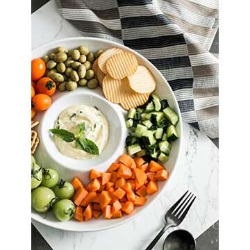 LAUCHUH Porcelain Chip and Dip Serving Set Divided Serving Trays Appetizers and Cheeses Serving Platter Compartment Dish for Father's Day, Christmas, Snack, Fruit, Veggies, Candy, 12-inch Set of 1
