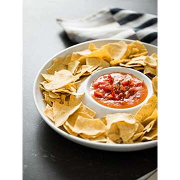 LAUCHUH Porcelain Chip and Dip Serving Set Divided Serving Trays Appetizers and Cheeses Serving Platter Compartment Dish for Father's Day, Christmas, Snack, Fruit, Veggies, Candy, 12-inch Set of 1