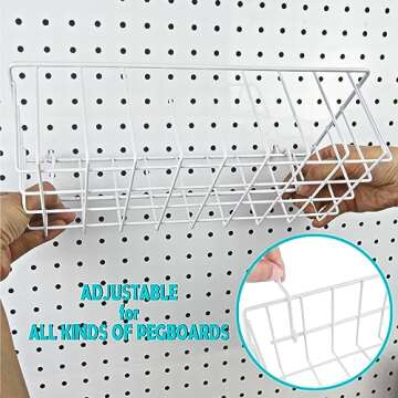 G.CORE Peg Board Organizer 21 Pack, Pegboard Accessories with Baskets Cups Hooks - 1/8" & 1/4" Peg Board Wall Tool Organizers, Utility Holders & Hangers for Garage Craft Workbench Kitchen Office