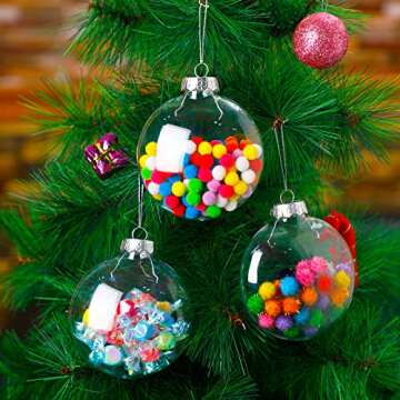 12 Pcs 4 Inch Christmas Ball Ornaments Plastic Fillable Ornament Balls Clear Christmas Ornaments for DIY Craft Projects Round Christmas Tree Decor Birthday Wedding Halloween Decor 100 mm
