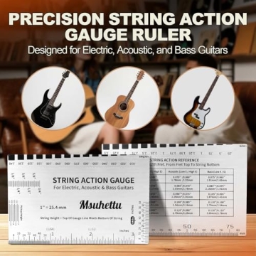 String Action Gauge Ruler - Upgraded Guitar String Height Gauge with Inch & Metric Scales