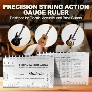String Action Gauge Ruler - Upgraded Guitar String Height Gauge with Inch & Metric Scales