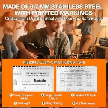 String Action Gauge Ruler for Precise Guitar Setup Tool