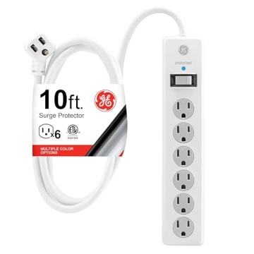 GE 6-Outlet Surge Protector with 10ft Cord & 800 Joules Protection