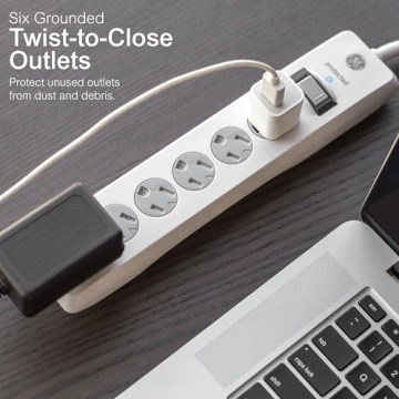 GE 6-Outlet Surge Protector 10ft Cord 800 Joules Safety