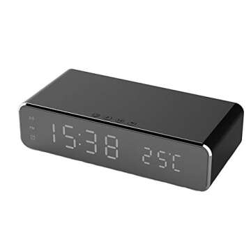 Hopkog LED Smart Alarm Clock Time Temperature Display Wireless Charging Pad Dock, 10W Qi-Certified for iPhone 11, 11 Pro Max, XR, Xs Max, XS, X, 8, 8 Plus, Galaxy S10 S9 S8, Note 10 Note 9 and More
