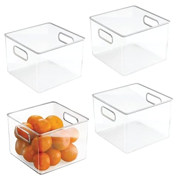iDesign Plastic Fridge and Pantry Storage Bins - Set of 4 Clear Organizers for Home Use