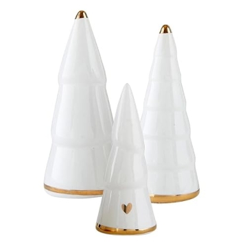 Santa Barbara Design Studio Ceramic Christmas Trees Set of 3 in White & Gold