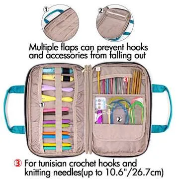 Yarwo Knitting Needles Case - Crochet Hooks Organizer with Dual Carry Handles