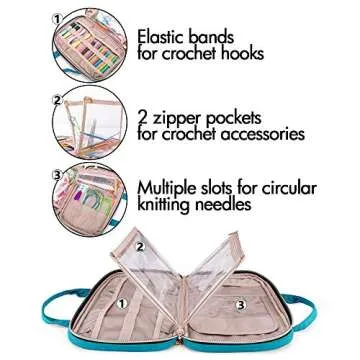 Yarwo Knitting Needles Case for Crochet Hooks and More