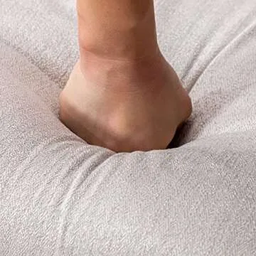 DM-Furniture Modern Accent Chair Oak Wooden Armchair Linen Fabric Upholstered Side Chair for Living Room Bedroom Restaurant, Beige