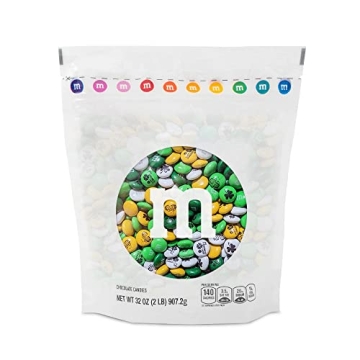 M&M'S Green, White & Gold St Patricks Day Decorations Candy Bulk - 2 lbs Resealable Pack of Chocolat...