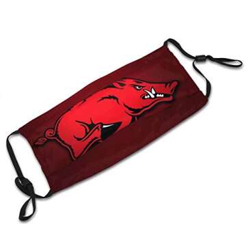 BABYLAB Arkansas Razorbacks Gear Football Team Face Adjustable Cover Windproof and Belt Washable Men's Adult's and Kid's Reusable Cloth Masks Flag