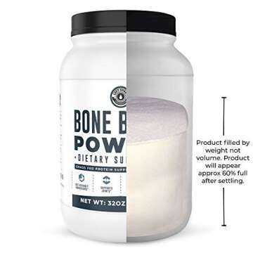 Bone Broth Protein Powder – Pure Grass-Fed Beef Bone Broth, Unflavored with Natural Collagen, Glucosamine & Gelatin – Paleo & Keto-Friendly, Non-GMO, Dairy-Free for Gut Health & Joint Support 32oz