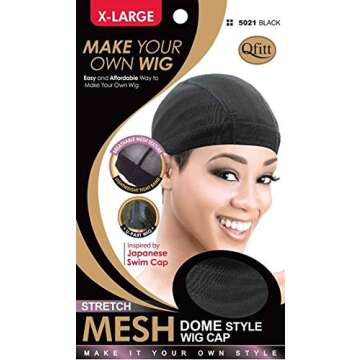 (12 Pack) Qfitt - Mesh Dome Style Wig Cap Extra Large #5021