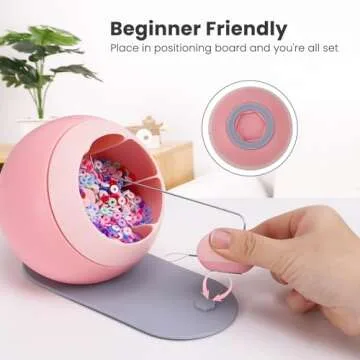 Tilhumt Electric Bead Spinner with Positioning Mat, Clay Bead Spinner for Jewelry Making and Friendship Bracelets Making, Including Needles, Elastic String and Cartoon Stickers, Gift for Girls
