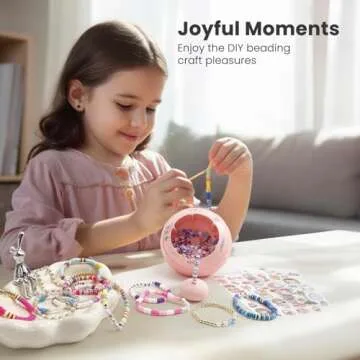 Tilhumt Electric Bead Spinner with Positioning Mat, Clay Bead Spinner for Jewelry Making and Friendship Bracelets Making, Including Needles, Elastic String and Cartoon Stickers, Gift for Girls