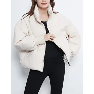 Flygo Women's Cropped Puffer Jacket - Stylish and Warm