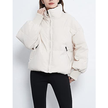 Flygo Women's Cropped Puffer Jacket - Stylish and Warm