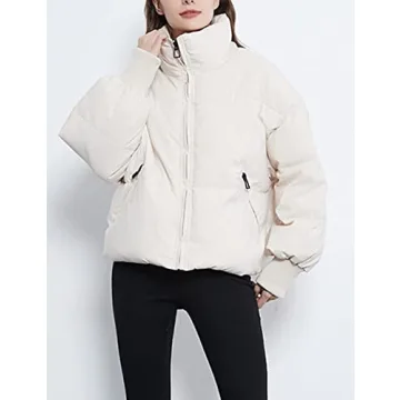 Flygo Women's Cropped Puffer Jacket - Stylish and Warm